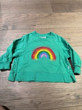 Molo Bright Green Sweatshirt with Embroidered Rainbow